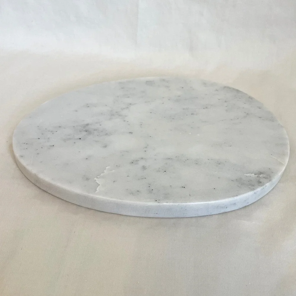 Bullseye's Playground White Marble Egg Shaped Serving Board 9x6.5 Polished Stone